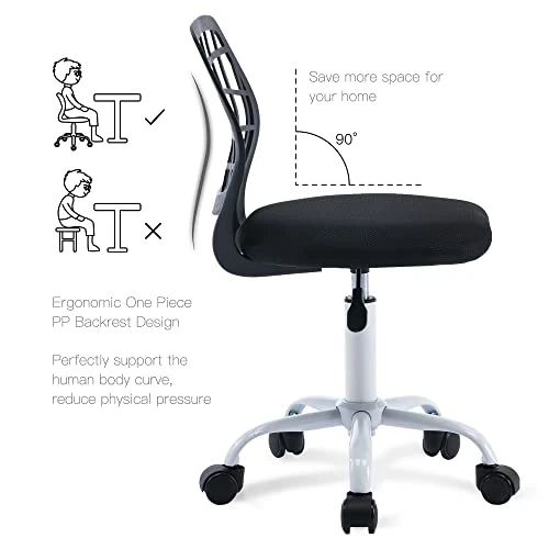 Villeston Desk Chair For Boys Girls And Teens Mesh Computer Bedroom Office Study Chair Ergonomic Small Swivel Height Adjustable Chair With Wheels, Black 2 Villeston Desk Chair For Boys Girls And Teens Mesh Computer Bedroom Office Study Chair Ergonomic Small Swivel Height Adjustable Chair With Wheels, Black - Image 2