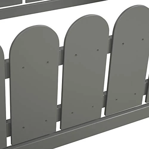 Merax Twin Size Wooden House Bed Frame With Fence-Shaped Guardrail For Teens, Girls, Boys, Gray 6 Merax Twin Size Wooden House Bed Frame With Fence-Shaped Guardrail For Teens, Girls, Boys, Gray - Image 6