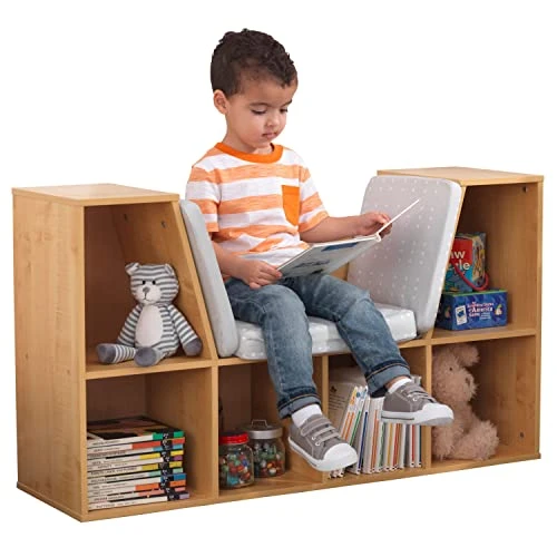 VHPVHP Bookcase With Reading Nook, 6 Shelves For Kids, Boys, Girls, Nursery, Playroom (Brown) 1 VHPVHP Bookcase With Reading Nook, 6 Shelves For Kids, Boys, Girls, Nursery, Playroom (Brown)