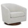 CHITA Swivel Accent Chair Armchair, Round Barrel Chairs In Performance Fabric For Living Room Bedroom, Ivory
