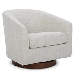 CHITA Swivel Accent Chair Armchair, Round Barrel Chairs In Performance Fabric For Living Room Bedroom, Ivory