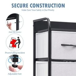 TOOLF 5-Drawer Storage Solution, Fabric Dresser Organizer With Steel Frame & Wooden Top, Ideal For Bedroom, Entryway, Closet, And Nursery - Warm Brown -Safavieh Furniture 41NNannPcKL