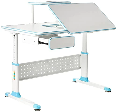 ApexDesk Little Soleil DX 43" W Children's Height Adjustable Study W/Integrated Shelf & Drawer, Blue Desk Only 2 ApexDesk Little Soleil DX 43" W Children's Height Adjustable Study W/Integrated Shelf & Drawer, Blue Desk Only - Image 2