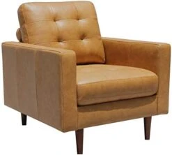 Amazon Brand – Rivet Cove Mid-Century Modern Tufted Leather Accent Chair, 32.7"W, Caramel -Safavieh Furniture 41NWWYHF3TL. AC