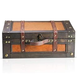 - Pirate Treasure Chest Storage Box - Marco 15x10.6x5,5" - Durable Wooden Treasure Chest With Lock - Unique Handmade Decorative Wood Storage Box - Vintage Wood Chest Box - The Best Gift