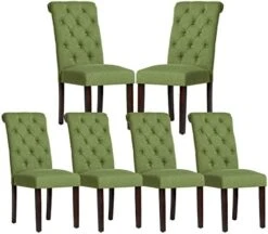 COLAMY Tufted Dining Chairs Set Of 2, Accent Parsons Diner Chairs Upholstered Fabric Dining Room Chairs Side Chair Stylish Kitchen Chairs With Solid Wood Legs And Padded Seat - Beige -Safavieh Furniture 41NeeBh0ECL. AC