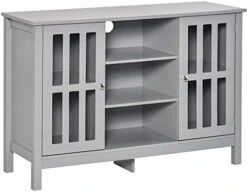HOMCOM Sideboard, Buffet Cabinet, Coffee Bar Cabinet, Kitchen Cabinet With Storage Shelves, Slatted Framed Doors And Cable Management For Living Room, Gray 14 HOMCOM Sideboard, Buffet Cabinet, Coffee Bar Cabinet, Kitchen Cabinet With Storage Shelves, Slatted Framed Doors And Cable Management For Living Room, Gray -Safavieh Furniture 41NgjEocWNL. AC