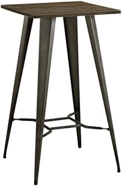 Modway Direct Rustic Modern Farmhouse Steel Metal Square Bar Table In Gunmetal -Safavieh Furniture 41Nh1MgmK8L. AC