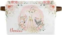 Pink Floral Hedgehog Girl Personalized Large Storage Box For Toy,Bathroom,Nursery,Home Kitchen Shelves,Custom Closet Decorative Storage Bins 2 Pack -Safavieh Furniture 41NpxE0sXL. AC