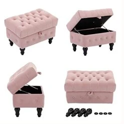 Artechworks Storage Coffee Table Ottoman, Button Tufted Velvet Upholstery Footstool Bed Ottoman For Living Room, Home Office, Space-Saving Storage Toy Box Stool, Pink 17 Artechworks Storage Coffee Table Ottoman, Button Tufted Velvet Upholstery Footstool Bed Ottoman For Living Room, Home Office, Space-Saving Storage Toy Box Stool, Pink -Safavieh Furniture 41NsFIvDJgS