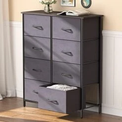 Lifewit Small Dresser For Bedroom, 3 Drawer Nightstand With Removable Fabric Bins, Storage Chest Of Drawers For Closet Bedside Nursery Laundry Living Room, Sturdy Steel Frame&Wood Tope, Dark Grey -Safavieh Furniture 41NuEdyHLL. AC 1