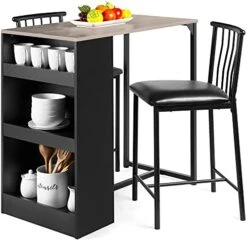 Best Choice Products 3-Piece 36in Wooden Counter Height Dining Table Set For Kitchen, Dining Room W/Storage Shelves, Metal Frame, 2 Barstools - Gray -Safavieh Furniture 41O3n9xA7vS. AC
