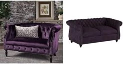 GDFStudio Melaina Tufted Chesterfield Velvet Loveseat With Scrolled Arms, BlackBerry And Dark Brown -Safavieh Furniture 41O4vza9sXL. AC