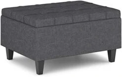 SIMPLIHOME Harrison 36 Inch Wide Square Coffee Table Lift Top Storage Ottoman In Upholstered Slate Grey Tufted Linen Look Fabric For The Living Room, Transitional -Safavieh Furniture 41O5sWbvA6L. AC