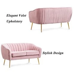 Artechworks Contemporary Tufted Velvet Tub Barrel Loveseat Sofa Chair Upholstered Couch With Golden Metal Legs Club Two-Seat Sofa For Living Reading Room Bedroom Apartment Small Space Dorm, Pink 15 Artechworks Contemporary Tufted Velvet Tub Barrel Loveseat Sofa Chair Upholstered Couch With Golden Metal Legs Club Two-Seat Sofa For Living Reading Room Bedroom Apartment Small Space Dorm, Pink -Safavieh Furniture 41O7Cd0YEEL