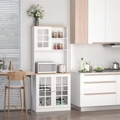 BHVXW Kitchen Buffet, Pantry With 3 Cabinets, 2 Shelves And Large Countertop, Tall White Cabinet -Safavieh Furniture 41OCjfzP2tL 2