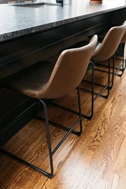 Signature Design By Ashley Centiar 24" Counter Height Modern Bucket Barstool Set Of 2,Faux Leather, Brown -Safavieh Furniture 41OTnMjVLxL