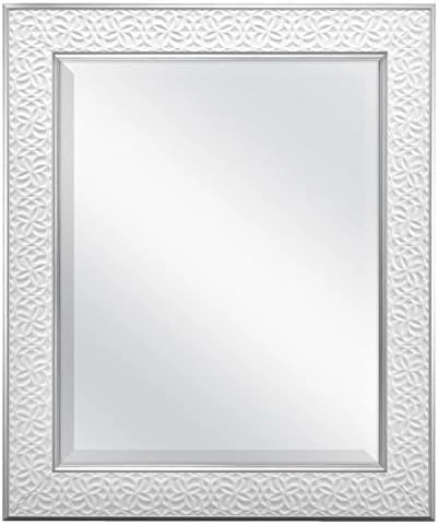 MCS Nordic Blossom Large Wall Mirror, Modern Rectangle Mirror Home Decor For Living Room, Bedroom, Or Bathroom, 27 By 33 Inch, White 4 MCS Nordic Blossom Large Wall Mirror, Modern Rectangle Mirror Home Decor For Living Room, Bedroom, Or Bathroom, 27 By 33 Inch, White - Image 4