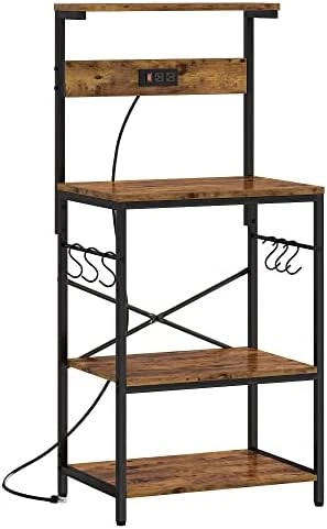 SUPERJARE Kitchen Bakers Rack With Power Outlet - Rustic Brown, 80921FC 8 SUPERJARE Kitchen Bakers Rack With Power Outlet - Rustic Brown, 80921FC - Image 8
