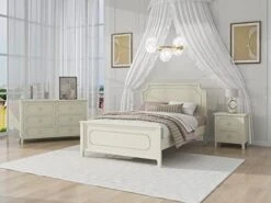 Bedroom Sets, 5 Pieces Bedroom Sets, Wood Bedroom Sets With Queen Platform Bed, Nightstand*2, Dresser & Mirror, Champagne Silver -Safavieh Furniture 41Oh9oZINbL. AC