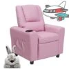 Laidbksit Kids Recliner Chair,Toddler Recliner For 0-5 Years Old,Kids Recliner Chair With Cup Holder And Side Pocket For Childs,Mini Recliner Chair Suitable For Kid's Bedroom -Pink Kids Recliner