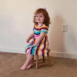 CONSDAN Kids Stool, Milking Stool, USA Grown Oak, Plant Stand, Handcrafted Solid Wood Stool, 9" Low Stool, Round Step Stool, Wooden Stool For Kids, Small Short Stool, Shoe Changing Stool(Natural) -Safavieh Furniture 41OmH50TETL