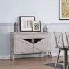 Pilaster Designs Indoor Home Decorative Furniture Figaro Buffet Server Cabinet With Storage Drawers, Wash Gray Wood