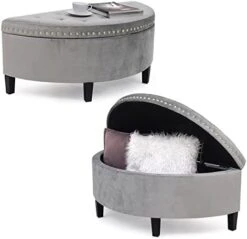 Joveco 43.5" Storage Bench- Velvet Half Moon Ottoman- Tufted Storage Ottoman With Rivet- Half Moon Storage Ottoman- Toy Chests & Storage Bench For Bedroom And Entryway (Gray) -Safavieh Furniture 41OrpvmkBQL. AC