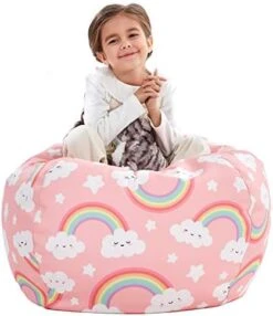 Nobildonna Stuffed Animal Storage Bean Bag Chair Cover Only For Kids Girls Toddler, Large Beanbag Chair Without Filling For Organizing Children Soft Plush Toys -Safavieh Furniture 41OtQa5YML. AC