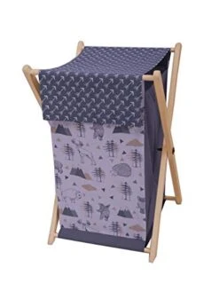 Bacati Woodlands Grey/Beige Neutral Cotton Hamper, Beige/Grey