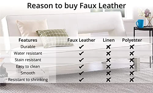 Astrid Futon Sofa Bed Faux Leather Futon Couch Modern Convertible Folding Sofa/Bed Couch With Chrome Legs Reclining Mini Coach Leather Futons Small Couch For Bedroom Living Rooms, Office - Caramel 6 Astrid Futon Sofa Bed Faux Leather Futon Couch Modern Convertible Folding Sofa/Bed Couch With Chrome Legs Reclining Mini Coach Leather Futons Small Couch For Bedroom Living Rooms, Office - Caramel - Image 6