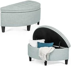 Joveco 43.5" Storage Bench- Velvet Half Moon Ottoman- Tufted Storage Ottoman With Rivet- Half Moon Storage Ottoman- Toy Chests & Storage Bench For Bedroom And Entryway (Gray) -Safavieh Furniture 41Oynt13wCL. AC