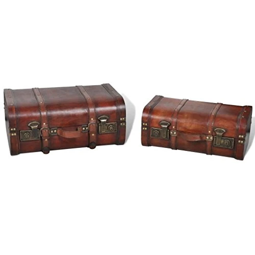 Wooden Treasure Chest Storage Trunk, 2 Pack Small + Large Decorative Chest With Lockable Latch And Leather Grip For Kids Gift Home Livingroom Bedroom Cafe Bar Hotel Decor 3 Wooden Treasure Chest Storage Trunk, 2 Pack Small + Large Decorative Chest With Lockable Latch And Leather Grip For Kids Gift Home Livingroom Bedroom Cafe Bar Hotel Decor - Image 3