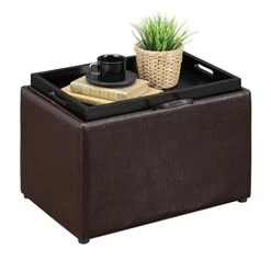 Convenience Concepts Designs4Comfort Accent Storage Ottoman With Reversible Tray, Espresso Faux Leather 22.75 X 15.75 X 16 16 Convenience Concepts Designs4Comfort Accent Storage Ottoman With Reversible Tray, Espresso Faux Leather 22.75 X 15.75 X 16 -Safavieh Furniture 41P2YMguVzL