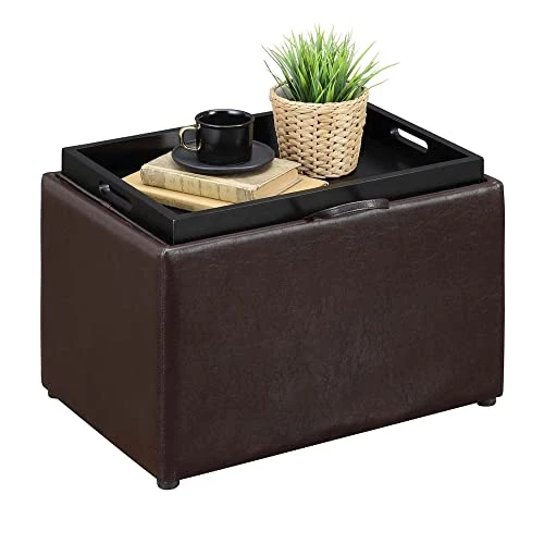 Convenience Concepts Designs4Comfort Accent Storage Ottoman With Reversible Tray, Espresso Faux Leather 22.75 X 15.75 X 16 4 Convenience Concepts Designs4Comfort Accent Storage Ottoman With Reversible Tray, Espresso Faux Leather 22.75 X 15.75 X 16 - Image 4