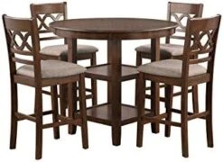 New Classic Furniture Cori 5-Piece Round Counter Dining Set With 1 Dining Table And 4 Chairs, 42-Inch, Bisque -Safavieh Furniture 41PBAl0LEgL. AC