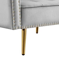 NOSGA Sectional Sleeper Sofa Couch Bed, Velvet L-Shaped Convertible Tufted Couch With Chaise Lounge, Rolled Arm Upholstered Nailhead Chesterfield Sofa With Movable Ottoman For Living Room(Grey) -Safavieh Furniture 41PUrS4rbKL