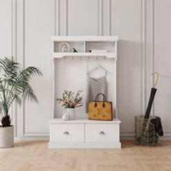 GENERIC Open Wardrobe With Two Drawers White Modern Contemporary MDF