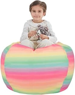 Nobildonna Stuffed Animal Storage Bean Bag Chair Cover Only For Kids Girls Toddler, Large Beanbag Chair Without Filling For Organizing Children Soft Plush Toys -Safavieh Furniture 41PjEGjUsOL. AC