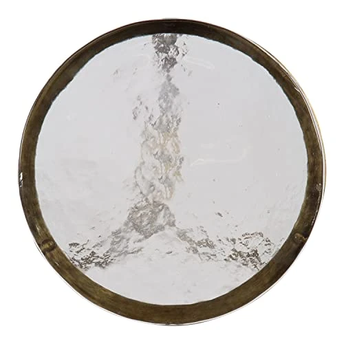 Kate And Laurel Aguilar Modern Drink Table, 8 X 8 X 23, Brass With Clear Glass, Detailed Glass Accent Table For Small Spaces 3 Kate And Laurel Aguilar Modern Drink Table, 8 X 8 X 23, Brass With Clear Glass, Detailed Glass Accent Table For Small Spaces - Image 3