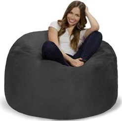 Chill Sack Bean Bag Chair: Giant 4' Memory Foam Furniture Bean Bag - Big Sofa With Soft Micro Fiber Cover - Charcoal -Safavieh Furniture 41PjuW3sFeL. AC
