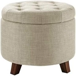 Amazon Basics Upholstered Tufted Storage Ottoman Footstool, 20"H, Burlap Beige -Safavieh Furniture 41Pp8nSbWgL. AC