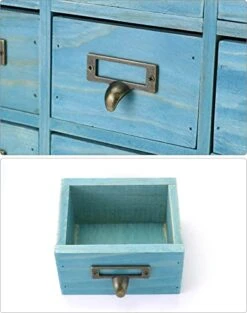 QWORK Desk Drawer Organizer, Wooden Vintage Apothecary Cabinet With 9 Drawers, Home Office & Tea & Dresser Bedroom Organization And Storage, Traditional Apothecary Cabinet, Blue -Safavieh Furniture 41PwPz4MxmL