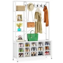 LITTLE TREE Entryway Hall Tree, White