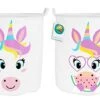 KAZULO Unicorn Hamper Set, Large Round Unicorn Laundry Basket, Kids Laundry Basket Set, Kids Hamper, Toy Storage, 2 Bin (Watermelon Unicorn Bundle)