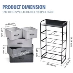 TOOLF 5-Drawer Storage Solution, Fabric Dresser Organizer With Steel Frame & Wooden Top, Ideal For Bedroom, Entryway, Closet, And Nursery - Warm Brown -Safavieh Furniture 41Q83IYXGqL