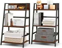 Tangkula 3-Tier Ladder Bookshelf, Industrial Wooden Bookcase W/Metal Frame, Anti-Toppling Device, Freestanding Display Shelf Plant Stand, Storage Rack For Home Office Living Room Kitchen (1, 3-Tier) -Safavieh Furniture 41QDOBjgAdL. AC