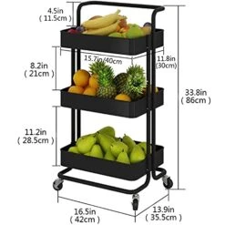 3-Tier Rolling Carts With Wheels Storage Cart Makeup Cart With Roller Wheels Mobile Storage Organizer For Kitchen, Bathroom, Office, Coffee Bar 8 3-Tier Rolling Carts With Wheels Storage Cart Makeup Cart With Roller Wheels Mobile Storage Organizer For Kitchen, Bathroom, Office, Coffee Bar -Safavieh Furniture 41QEX8edhjS