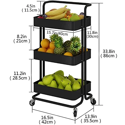3-Tier Rolling Carts With Wheels Storage Cart Makeup Cart With Roller Wheels Mobile Storage Organizer For Kitchen, Bathroom, Office, Coffee Bar 3 3-Tier Rolling Carts With Wheels Storage Cart Makeup Cart With Roller Wheels Mobile Storage Organizer For Kitchen, Bathroom, Office, Coffee Bar - Image 3