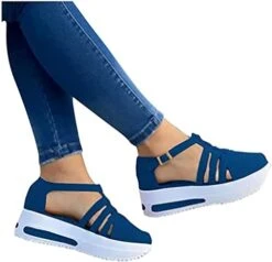 XHLEMON Sandals For Women Casual Dressy Summer Slip On Ankle Strap Platform Wedges Flat Buckle Up Walking Shoes -Safavieh Furniture 41QFGJKJuL. AC 2